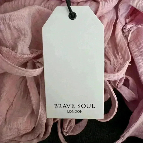 Brave Soul London Sugar Pink Layered Crinkled Mini Dress, Size Small NWT - Picture 8 of 8